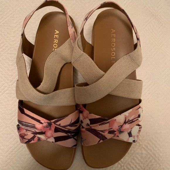Aerosoles Kings Park Platform Strappy Sandal Nude/Natural Pink Floral Size 8.5 M - Picture 6 of 7